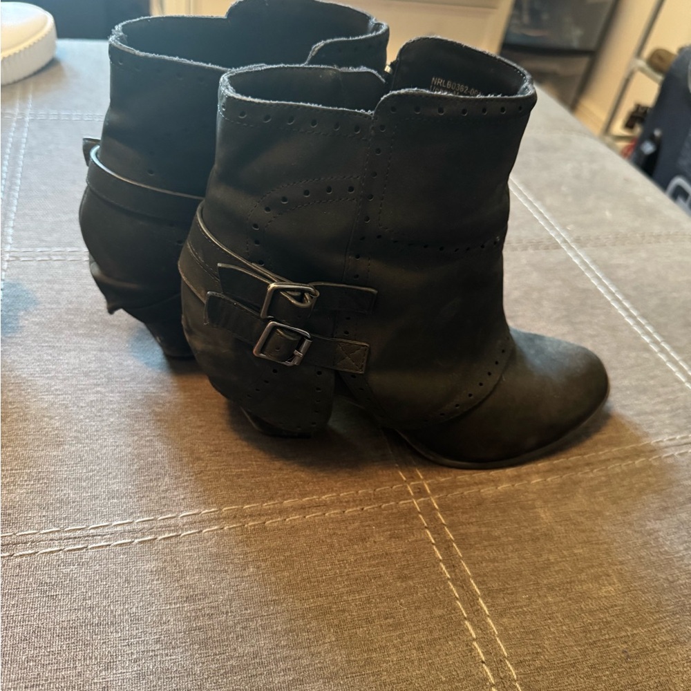 Black Ankle Boots with Buckle Detail